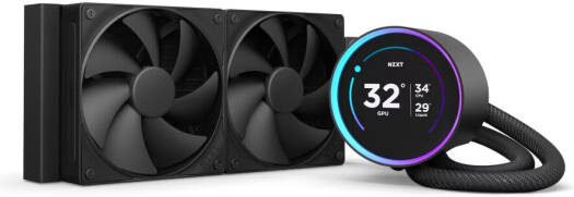NZXT Kraken Elite 240 (2024) AIO Liquid Cooler, 240mm Radiator, 2.72" IPS 60Hz LCD Display, 2x F120P Fans, 73.47 CFM Airflow, 2000 RPM Fan Speed, Fluid Dynamic Bearing, Black | RL-KN24E-B2