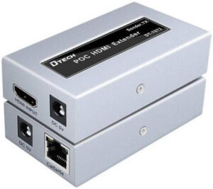 DTECH DT-7073 HDMI Single Cable Extender, 1080P @ 60hz Resolution, 225MHz Bandwidth, Up To 50 Meters Transmission Distance, Silver | DT-7073