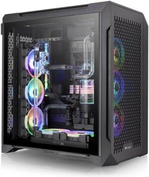 Thermaltake CTE C700 Air ATX Mid Tower PC Case, Centralized Thermal Eficiency, Tempered Glass Side Panel, Up to 360mm AIO & 3*140mm Pre-Inst Fans, USB 3.2 Type-C*1, USB 3.0*2, Black | CA-1X7-00F1WN-00