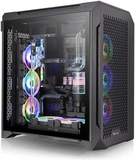 Thermaltake CTE C700 Air ATX Mid Tower PC Case, Centralized Thermal Eficiency, Tempered Glass Side Panel, Up to 360mm AIO & 3*140mm Pre-Inst Fans, USB 3.2 Type-C*1, USB 3.0*2, Black | CA-1X7-00F1WN-00