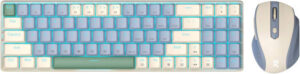 Redragon BS-8772CB Keyboard + Mouse Combo, 94 Key, Low Profile, English Layout, 2.4GHz Adapter Interface, Wireless Connectivity, Numeric Keys, Cream and Blue | BS-8772CB