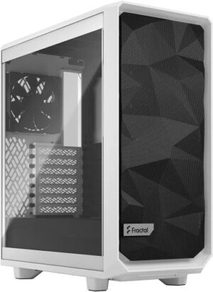 Fractal Design Meshify 2 Compact ATX Mid Tower Gaming Case, Light Tinted Tempered Glass Window, Up to 360mm Radiator Support, Steel, 120mm Fan Size, White | FD-C-MES2C-05