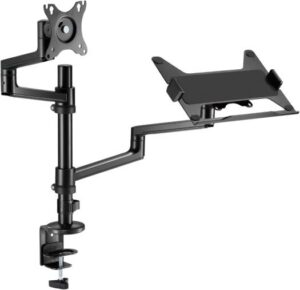 Navodesk Control Monitor Arm Model L with Laptop Tray, Dual Monitor Stand for 17" to 32" Screens & 11.6" to 17.3" Laptops - Ergonomic & Space-Saving Design Dual with Laptop Holder, Black | B0BZPYWDBF