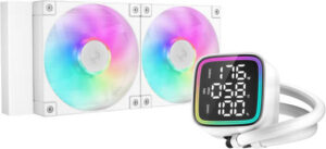 DeepCool LD240 Optimized 240mm Liquid CPU Cooler with Multiline LED Digital Display, Real-Time CPU Status, 2x 120mm FD12 ARGB Fans, 2400 RPM Fan Speed, 72.04 CFM Airflow, White | R-LD240-WHDMMN-G-1