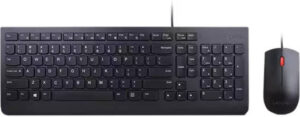 Lenovo Essential Wired Keyboard And Mouse Combo, Full Size 2.5 Zone Layout, Spill Resistant Design, Ambidextrous Mouse, 1000DPI Resolution, English-Arabic Layout, Black | 4X30L79884 / 4X30279884