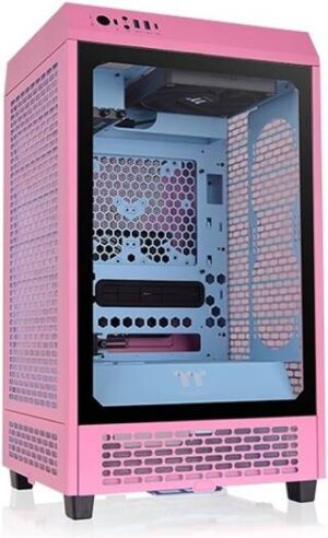 Thermaltake The Tower 200 Bubble Pink Mini Computer Case, SPCC+Tempered Glass Material, Supports Up to 280mm Radiator, Up to 4 Fans Support, Removable Dust Filter, Bubble Pink | CA-1X9-00SAWN-00