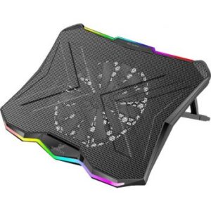 Vertux Glare Quiet RGB Cooling Laptop Stand With Rainbow LED Lights, Fan Speed -800RPM ± 10％, Fan Airflow -47CFM, Fan Noise -22dB, With Multi Height Adjustment  | VE.GLARE.NC