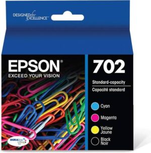 EPSON 702 DURABrite Ultra Ink Standard Capacity Black & Color Cartridge Combo Pack, Works with WorkForce Pro WF-3720, WF-3730, WF-3733 | T702120-BCS