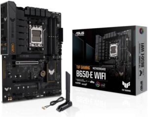 ASUS TUF Gaming B650-E WIFI ATX AM5 Motherboard, AMD B650 Chipset, 4x DIMM DDR5 Slots, 192GB Max Memory, 3x M.2 Slots, 2x PCIe 4.0 x16 Slots, Wi-Fi 6E & BT5.3 Connectivity, Black | 90MB1GT0-M0EAY0