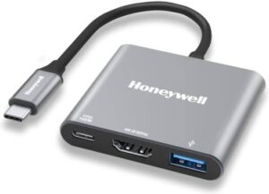 Honeywell High-Speed 3-in-1 Type C to HDMI Port with PD Charging Upto 100W & USB 3.0 Adapter, 5GBPS, Supports UHD 4K@30Hz, Universally Compatible with all Type C devices | HC000009/ADP/SLV