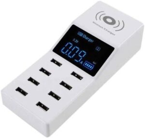 Fipka 8 port USB Charging With Display Adapter dock dock charger QC3.0, wireless charger with LED display Aturos