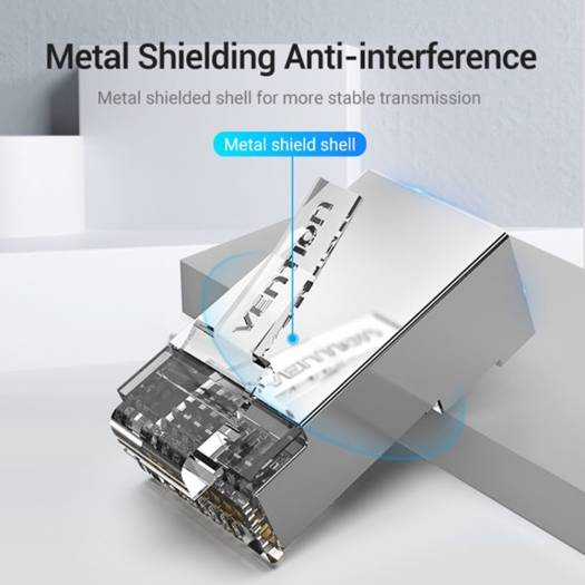 Vention Cat.6A FTP RJ45 Modular Plug, High Speed Network, Durable Anti Rust, Shielded Anti Interference, High Quality PC Material, 50 Pack, Transparent | IDFR0-50 - Image 6