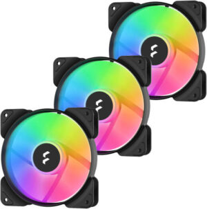 Fractal Aspect 12 RGB PWM 120mm Computer Case Fan, Addressable RGB LED Type, Rifle Bearing, 2000 RPM, 56 CFM Max Airflow, 7 Blades, Pack of 3, Black | FD-F-AS1-1207