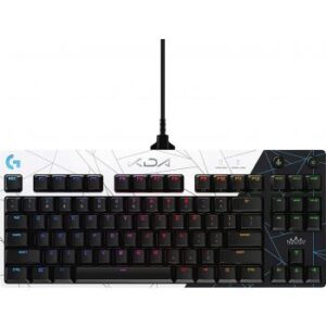 Logitech G Pro K/DA LOL Mechanical Gaming Keyboard, Tenkeyless Design, Detachable Micro USB Cable, 16.8M Colour LightSync RGB, English QWERTY Layout, Black/White | 920-010077
