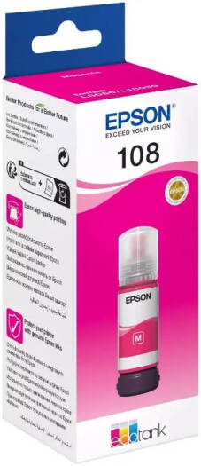 Epson 108 EcoTank Ink Bottle, 70ml, Magenta | 108M