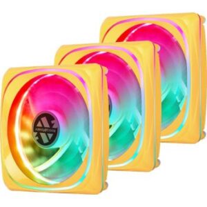 Abkon Core CY120Y ARGB Spectrum Sync (3 in 1) Pack of 3 ARGB 120 mm LED Fans with control Box and Remote Control - Yellow | CY120Y