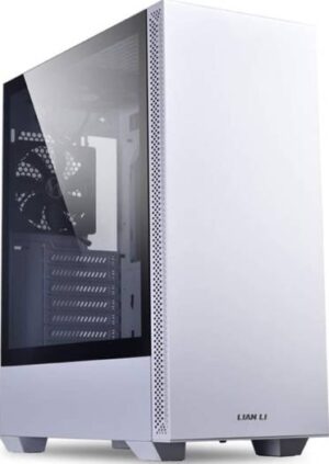 Lian Li Lancool 205 Mid-Tower Chassis ATX Computer Case, Tempered Glass Side Panel, Water-Cooling Ready, Side Ventilation and 2x120mm Pre-Installed Fan, White I G99.OE743W.10