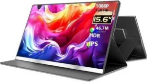 V2COM P4 Portable Monitor, 16" IPS Display, FHD Resolution, 60Hz Refresh Rate, 1ms Response Time, HDR Technology, 16.7m Color Display, Adjustable Eye-Care Screen, Black | P4