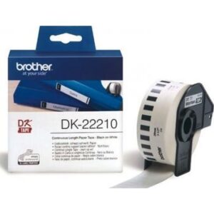 Brother DK-22210 Black On White 29mm x 30.48m Strong Adhesive Continuous Paper Tape Paper | DK-22210