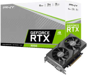 PNY GeForce RTX 3050 Verto Dual Fan Graphics Card, 6GB GDDR6 96-Bit Memory, 1470 MHz Boost Speed, 2304 CUDA Cores, 14 Gbps Memory Speed, Black | VCG30506DFXPB1