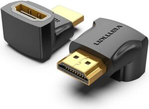 HDMI 270 Degree Male to Female Adapter, Elbow Design Solves Big Problems, Extend, Protect HDMI interface, 2 Pack, Black | AINB0-2