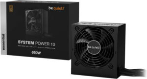 Be Quiet! System Power 10 Non-Modular Power Supply, 650W Power, 80 Plus Bronze Efficiency, 120mm Fan, DC-to-DC Technology, Active PFC, Sleeve Bearing Fan, 4-Pole Fan Motor, Black | BN328