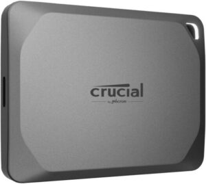 Crucial X9 Pro 1TB USB-C 3.2 Gen2 Portable SSD, Reads & Writes Up to 1050MB/s, Password Protection & 256-bit AES Encryption, Win, Mac, PC Compatible, IP55 Protection, Space Gray | CT1000X9PROSSD9