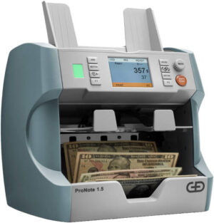 G&D ProNote 1.5 Banknote Counter, Speed 800/1200 BN/Min, 200 Output Stacker Capacity, 900 Hoper Capacity, UV, Dual-Sided Infrared, Magnetics, 3D Detection, Up to 36 Currencies | PRONOTE 1.5