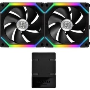 Lian Li UNI FAN SL140 Digital Addressable RGB 140 Fan with Controller , Twin Pack - Black | G99.14UF2B.00