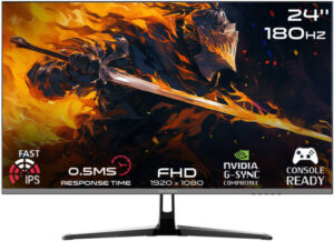 GameOn PS24180IPS Gaming Monitor, 23.8" FHD Fast IPS Display, 180Hz Refresh Rate, 0.5ms Response Time, G-Sync & Adaptive Sync Technology, 16.7m Display Colors, HDMI & DP Output, Black | GOPS24180IPS