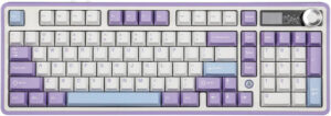 Ajazz AK980 Mechanical Keyboard, 97 Keys, Gift Switch V2, 1.14" TFT Color Screen, Gasket-Mounted & FR4 Positioning Plate, RGB Backlight, Triple Mode Connection, 8000mAh Battery, White Purple | AK980