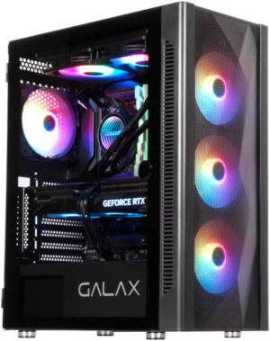 GALAX Revolution-06 Mid Tower ATX PC Case, Tempered Glass Side Panel & Mesh Front Cover, Peak Airflow Performance, Fits Up to 8*120mm Fans & 360mm Radiators, USB 3.0/2.0, HD Audio, Black | CGG6AGBA4B0