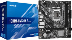 ASRock H610M-HVS/M.2 R2.0 mATX LGA1700 Motherboard, Intel H610 Chipset, 2 x DDR4 Up to 64GB Max Capacity, Gigabit LAN, 7.1 CH HD Audio, 1 x Ultra M.2, HDMI / USB 3.2 Gen1/ USB 2.0 | 90-MXBJJ0-A0UAYZ