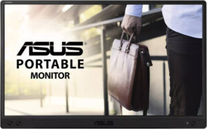 Asus ZenScreen MB166C Portable Monitor, 15.6" FHD IPS Display, 60Hz Refresh Rate, 5ms (GtG) Response Time, 262K Display Colors, ASUS Eye Care Monitors Feature, USB-C Port, Black | 90LM07D3-B031B0