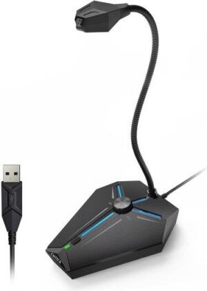 CMTECK USB Computer Microphone, Plug & Play Desktop Omnidirectional Condenser Mic, PC, Laptop, Volume Knob Mute Button With LED Indicator, Windows/Mac, Skype, Recording, Streaming | G006PLUS