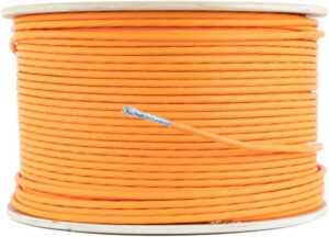 SFTP CAT7 Ethernet Cable, 8x0.57±0.005mm CCA Conductor, 0.96±0.1mm HDPE Insulation, Al Foil+64+0.12Al Braiding Cover Shield, PVC, 305 Meters, Orange | 320-SFTP-CAT7