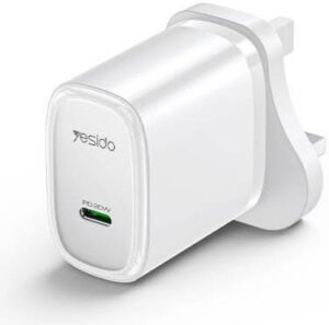 Yesido YC76 Adaptors, PD 20W, Compatible with C to L fast charge Cable, C to C Charge Cable, 12V1.67A, Input AC100-250V to 50/60Hz 0.3A, White | YC76