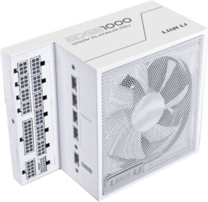 Lian-Li Edge L-Shape Fully Modular Power Supply, 1000W Power, 80 Plus Platinum Certification, 120mm FDB Fan, ATX 3.0 & 3.1 Compliant, PCIe 5.1 Support, Active PFC, White | G9P.EG1000.WE00.UK
