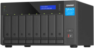 QNAP TVS-h874 NAS Enclosure, Intel Core i5-12400, 32GB RAM, 8x 3.5" SATA 6Gb/s, 3Gb/s Drive Bay, 2x M.2 2280 PCIe Gen 4x4 Slots, Intel UHD Graphics 730, Black | TVS-h874-i5-32G