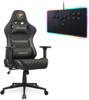 Fighting Game Champions Bundle - Cougar Armor One V2 F Gaming Chair + Razer Kitsune All-Button Optical Arcade Controller | RZ06-05020100-R3G1/3MA2FGLB.0001