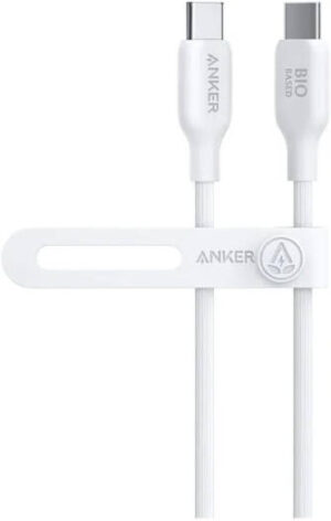 Anker 544 PowerLine USB-C To USB-C Cable, 3ft Bio-Based Eco-Friendly Material, 25000 Bend Lifespan, Fast Charging Output Of 100W PD, Universal Compatibility, White | A80F1H21