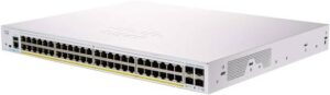 Cisco CBS350-48P Switch 48 Port GE, PoE 370W, 4x1G SFP, IPv4/IPv6 Routing, 256MB Flash, Enhanced Security, Innovative, White/Silver | CBS350-48P-4G