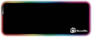 GamerTek RGB Desk Mat, 80x30cm, Soft Micro-Weave Cloth Surface, Anti-Slip Rubber Base, Polyester Fabric, Midnight Black | 616985066254