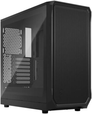 Fractal Design Focus 2 White TG Mid Tower PC Case, Temp Glass Side Panel, Mesh Design Front, High Airflow, Up to 6x120mm Fan & Up to 360mm Radiator, Smart Config, 2xUSB 3.0, Black TG | FD-C-FOC2A-01