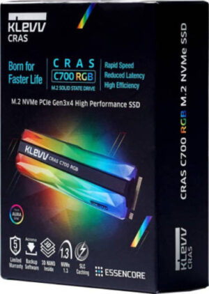 Klevv Cras C700 RGB 240GB Internal SSD, NVMe PCIe Gen3x4 Host Interface, M.2 2280 Form Factor, 1500MB/S & 1000MB/S Read Write Performance, 100TBW Terabyte Written | K240GM2SP0-C7R