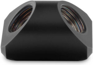 EK-Quantum Torque Static FF 90° Adapter, Fitting With Two Female G1/4" Threads, 4.5mm Thread Length, 23mm Diameter, Black | 3831109826621