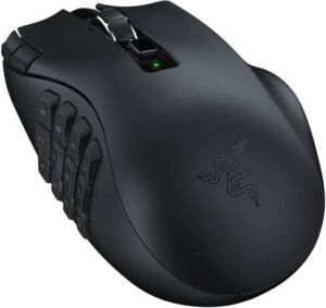 Razer Naga V2 HyperSpeed MMO Wireless Gaming Mouse, 30000 DPI Optical Sensor, 2.4GHz, Bluetooth, 19 Programable Buttons, 60MClicks, Up to 400H Battery, Optical Sensor, Black | RZ01-03600100-R3G1