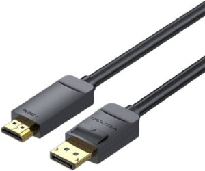 Vention DisplayPort to HDMI Cable, Deliver Both Audio and Video, 4K@30HZ Resolution, Stable Transmission, Multiple Shielding, 1 Meter, Black | HAGBF