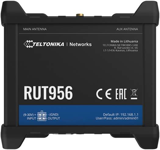 Teltonika RUT956 Industrial Cellular Router, 4G/LTE (Cat 4), 3G, 2G Connectivity, Up to 150 Mbps Speed, Dual SIM, 4x Ethernet Ports, USB 2.0, WAN Failover, RS232/RS485 Serial Ports, GNSS | RUT956 - Image 2