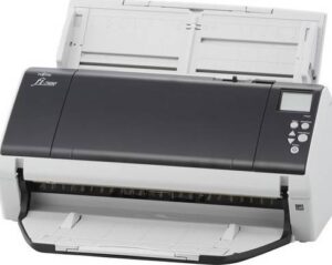 RICOH FI-7480 Image Scanner, 80 ppm Scanning Speed, USB 3.0 Interface, LCD Panel, 100 Page Feeder Capacity, 1D / 2D Barcode, 6000 Pages Scan Volume, Patch Code Separation, White/Black | PA03710-B001